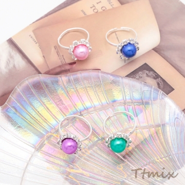 キッズ用リング ランダム カラーパール風 子ども用 おもちゃの指輪 オープンリング 外径約17mm内径約15mm（1ケース）