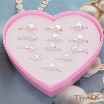 キッズ用リング ランダム クリスタル風 子ども用 おもちゃの指輪 オープンリング 外径約16mm内径約15mm（1ケース）