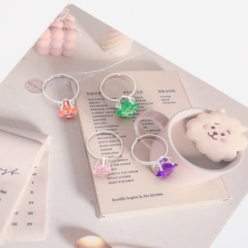 キッズ用リング ランダム キラキラ 宝石 子ども用 おもちゃの指輪 オープンリング 外径約16mm内径約14mm（1ケース）