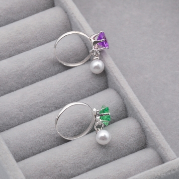 キッズ用リング ランダム パール付き 子ども用 おもちゃの指輪 オープンリング 外径約16mm内径約14mm（1ケース）