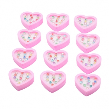 キッズ用リング ランダム ラインストーン 子ども用 おもちゃの指輪 オープンリング 外径約17mm内径約15mm（1ケース）