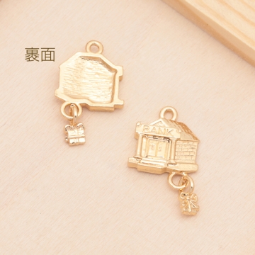 メタルチャーム 建物と手袋 アンティーク風 ミニチュア メタルチャーム 全2種（4ヶ）