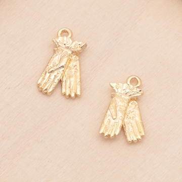 メタルチャーム 建物と手袋 アンティーク風 ミニチュア メタルチャーム 全2種（4ヶ）