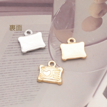 レターチャーム ハート模様 手紙 封筒 ミニチュア メタルチャーム 約11×12mm（4ヶ）