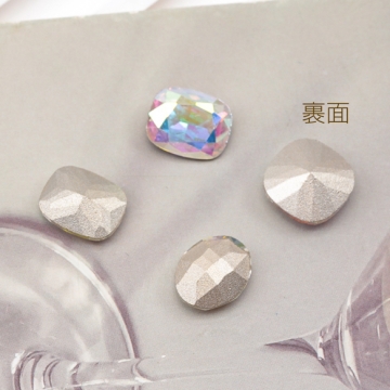 ガラスストーン オーロラカラー キラキラ 穴なし 立体 Vカット ビジュー 貼り付け ガラスパーツ 全3種（4ヶ）