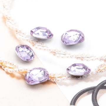 ガラスストーン パープルカラー キラキラ 穴なし 立体 Vカット ビジュー 貼り付け ガラスパーツ 全2種（2ヶ/4ヶ）