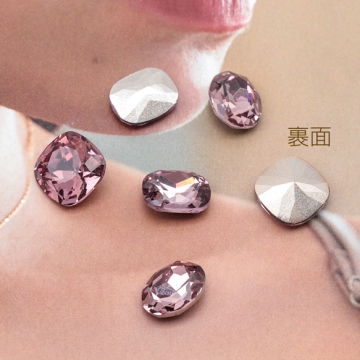 ガラスストーン グレーカラー キラキラ 穴なし 立体 Vカット ビジュー 貼り付け ガラスパーツ 全3種（2ヶ/4ヶ）