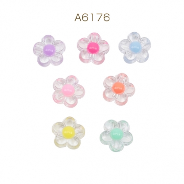 アクリルビーズ フラワー 梅花 お花 クリア×カラー カラーランダム 約12mm（20ヶ）