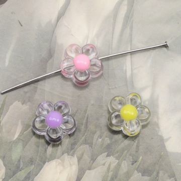 アクリルビーズ フラワー 梅花 お花 クリア×カラー カラーランダム 約12mm（20ヶ）