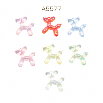 アクリルチャーム クリアカラー 立体 バルーン風わんこ いぬ イヌ ミニチュア 犬チャーム 約43×46mm（2ヶ）
