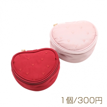 アクセサリーポーチ ハート型 コンパクト チャック付き ジュエリーケース コスメ収納ケース 約4×7×10cm（1ヶ）