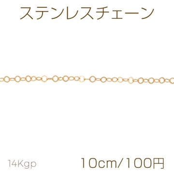 ステンレスチェーン ひし形風 ゴールドカラーメッキ デザインチェーン 基礎金具 メタルチェーン 約4mm（10cm）