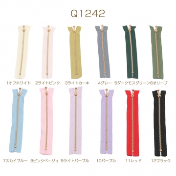 ファスナー 3号 鉄製 金属ファスナー 衣服 バッグ ポーチ 手芸材料 長さ約24cm×幅約3cm（歯部分約21cm）（1本）