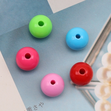 アクリルビーズ 丸玉 ラウンド シンプル カラフル カラーランダム 約12mm（10ヶ）