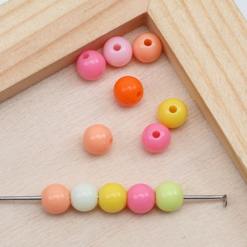 アクリルビーズ 丸玉 ラウンド オレンジミックス カラーランダム 約6mm（約20g）