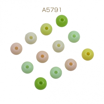 アクリルビーズ 丸玉 ラウンド グリーンミックス カラーランダム 約6mm（約20g）