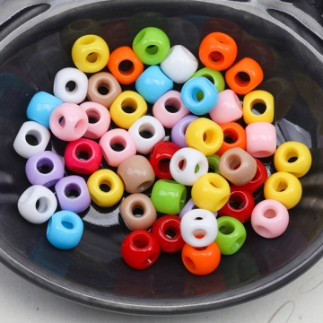アクリルビーズ 4穴ビーズ カラフルミックス カラーランダム 約6×7mm（30ヶ）