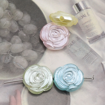 アクリルビーズ ローズモチーフ バラ 薔薇 お花 フラワー アクリルパーツ カラーランダム 約17mm（6ヶ）