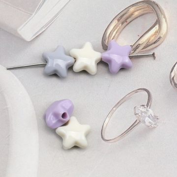 アクリルビーズ ぷっくりスター 星モチーフ 穴あり アクリルパーツ 約11mm（30ヶ）
