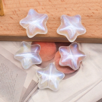 アクリルビーズ ぷっくりスター 星形 平丸 クリア 透明 コインビーズ 約19mm（6ヶ）