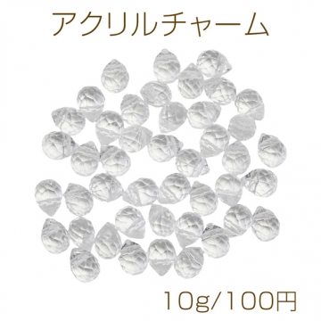 アクリルチャーム 立体しずく形 多面カット クリア 穴あり しずくチャーム 約5×7mm（10g）