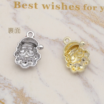 クリスマスチャーム サンタクロース エポチャーム 半面 メタルチャーム 約13×18mm（2ヶ）