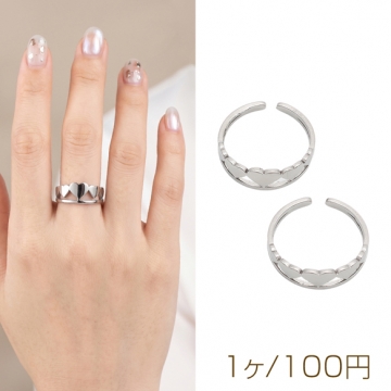 ステンレスリング ハート ロジウムカラー 指輪 デザインリング オープンリング 内径約16mm（1ヶ）