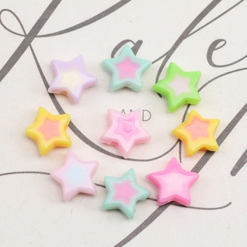 アクリルビーズ ソフトキャンディ風 スター 星モチーフ バイカラー カラフル カラーランダム 約10mm（10g）