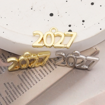 ナンバーチャーム 2027モチーフ 西暦 記念チャーム 数字チャーム メタルチャーム 約12×24mm（2ヶ）