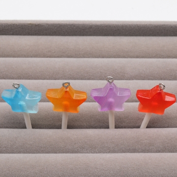 アクリルチャーム スターキャンディチャーム ミニチュア 夜光 アクセサリーパーツ 約20×44mm (ランダム6ヶ)