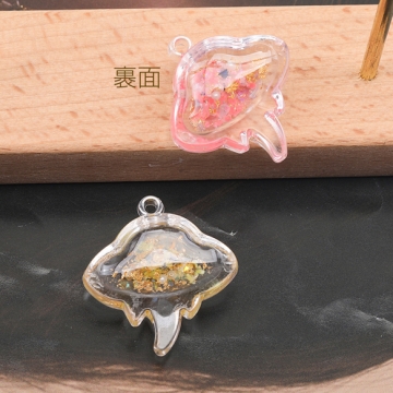 アクリルチャーム エイ 海洋生物 ラメ入り クリア 通し穴付き カラーランダム 約29×30mm（6ヶ）