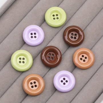 手芸ボタン 丸型 4穴 ラウンド 服飾パーツ 樹脂製 シンプル 無地 約20mm（6ヶ）