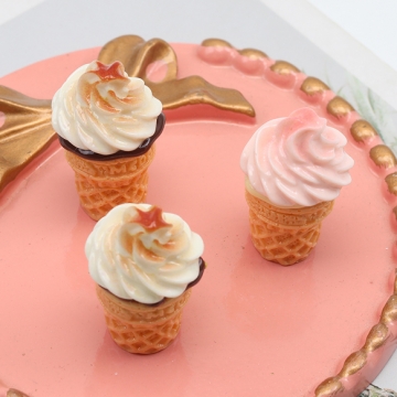 スイーツ貼付けパーツ ソフトクリーム 食品サンプル風 ミニチュア デコパーツ ハンドメイド素材 約22×35mm（4ヶ）