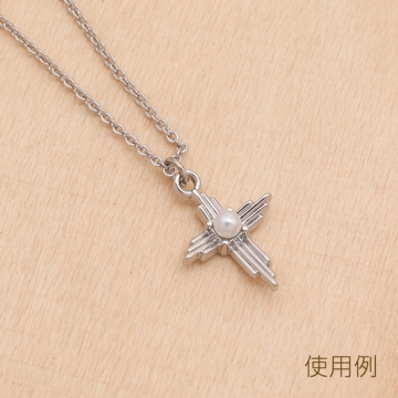 クロスチャーム 十字架モチーフ ABSパール/ストーン付き カン付き メタルチャーム 約12×16mm（4ヶ）
