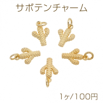 サボテンチャーム サボテンモチーフ カン付き メタルチャーム 約9×14mm（1ヶ）