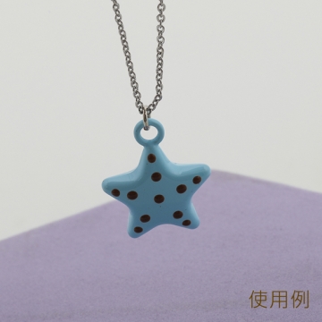 星チャーム スターモチーフ ドット柄 ライトブルー×ブラウン チョコミント風 メタルチャーム 約17×21mm（2ヶ）