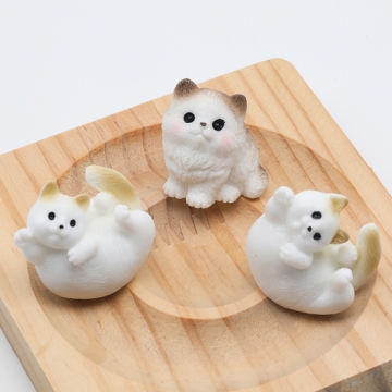ミニチュア 猫 ねこ ペット 動物 アニマル 小物 置物 樹脂パーツ 2種（2ヶ）