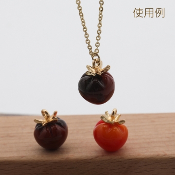 樹脂チャーム ミニトマト 食品サンプル ミニチュアフード カン付き 約10×13mm（2ヶ）