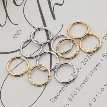 丸カン ゴールド（16KGP）/ロジウム マルカン 接続金具 銅製 約1.2×12mm（2g）