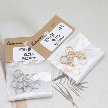 丸カン ゴールド（16KGP）/ロジウム マルカン 接続金具 銅製 約1.2×8mm（2g）