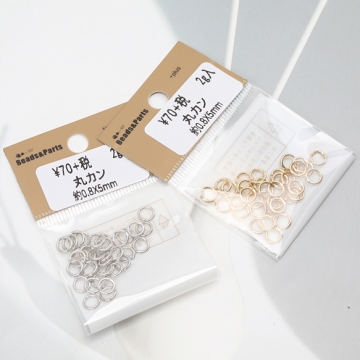 丸カン ゴールド（16KGP）/ロジウム マルカン 接続金具 銅製 約0.8×5mm（2g）