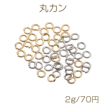 丸カン ゴールド（16KGP）/ロジウム マルカン 接続金具 銅製 約0.8×4mm（2g）