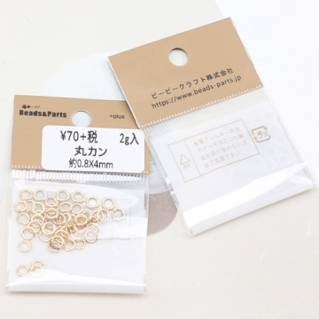 丸カン ゴールド（16KGP）/ロジウム マルカン 接続金具 銅製 約0.8×4mm（2g）