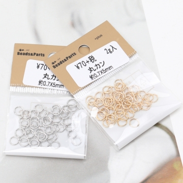 丸カン ゴールド（16KGP）/ロジウム マルカン 接続金具 銅製 約0.7×5mm（2g）