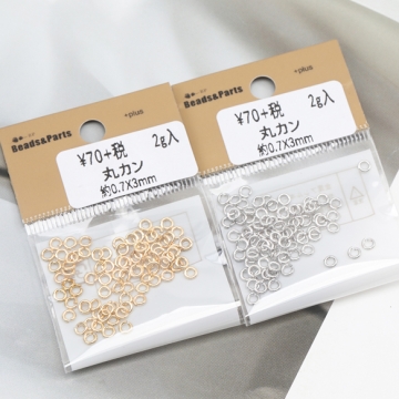 丸カン ゴールド（16KGP）/ロジウム マルカン 接続金具 銅製 約0.7×3mm（2g）
