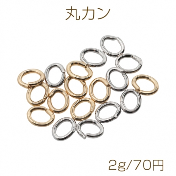 Cカン ゴールド（16KGP）/ロジウム 楕円マルカン 接続金具 銅製 約1×5×7mm（2g）