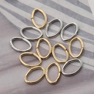 Cカン ゴールド（16KGP）/ロジウム 楕円マルカン 接続金具 銅製 約1×5×6mm（2g）