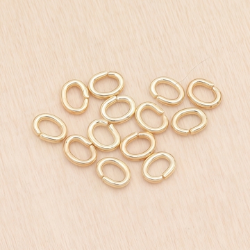 Cカン ゴールド（16KGP）/ロジウム 楕円マルカン 接続金具 銅製 約0.7×3×4mm（2g）