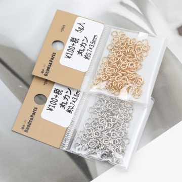 丸カン ゴールド（16KGP）/ロジウム マルカン 接続金具 銅製 約0.7×3.5mm（5g）