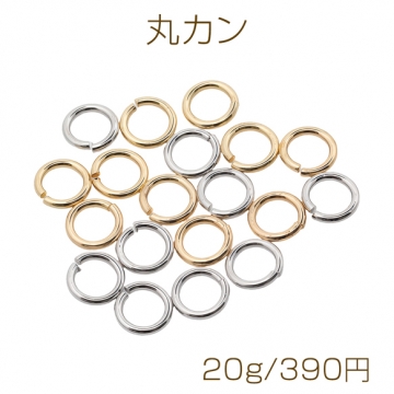 丸カン ゴールド（16KGP）/ロジウム マルカン 接続金具 銅製 約1.2×8mm（20g）